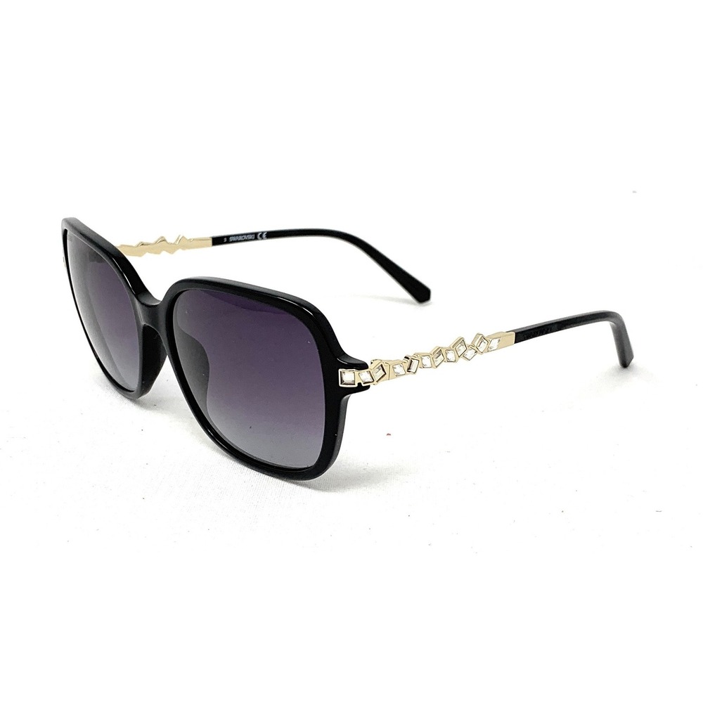Swarovski Sunglasses SK 0265/S 01B Shiny Black Gold Grey  55mm‎